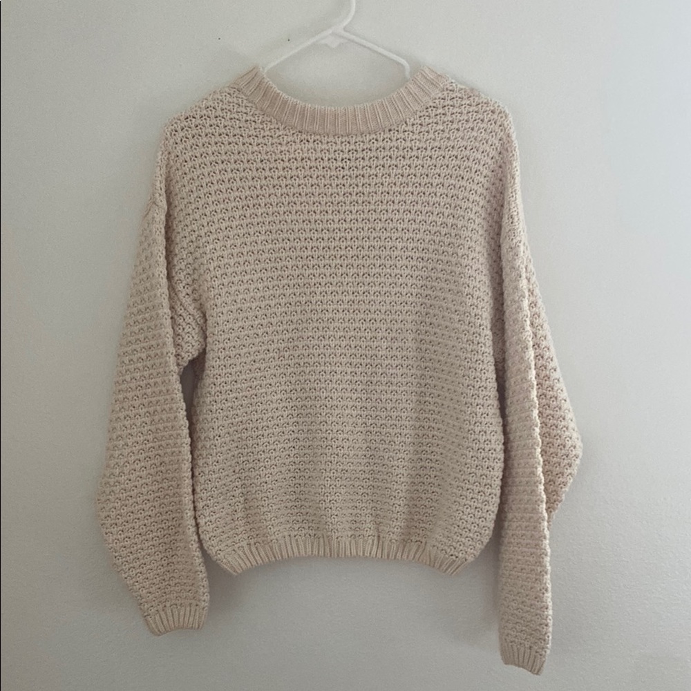 Cream Chunky Crew Neck Sweater